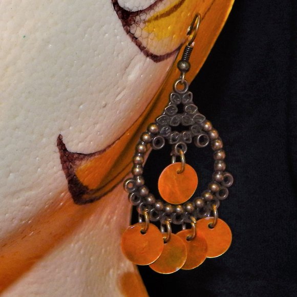 <3 Golden Abalone Dangle Earrings <3 - Picture 3 of 8